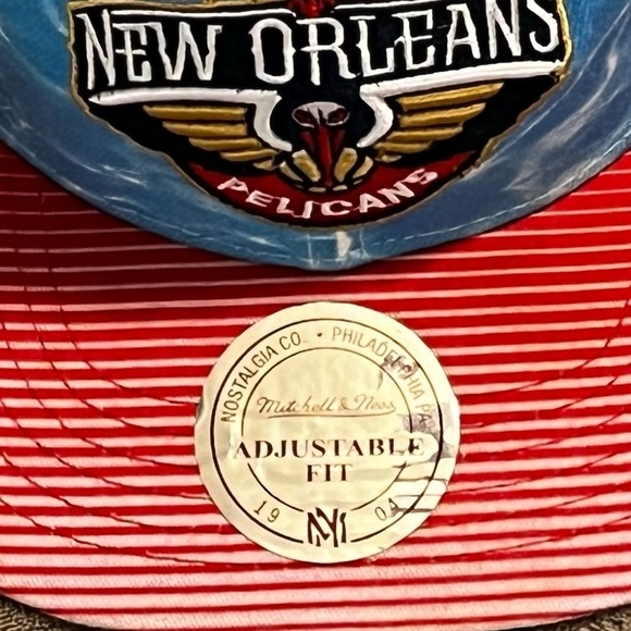 Mitchell & Ness New Orleans Pelicans Hat NBA Snap Back Embroidered Blue Water - Picture 4 of 11